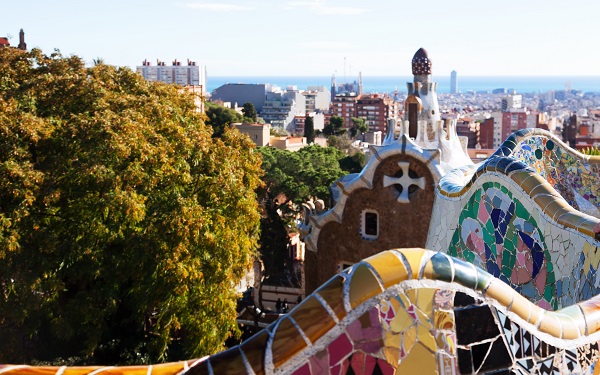 Vista panorámica del Park Güell en Barcelona